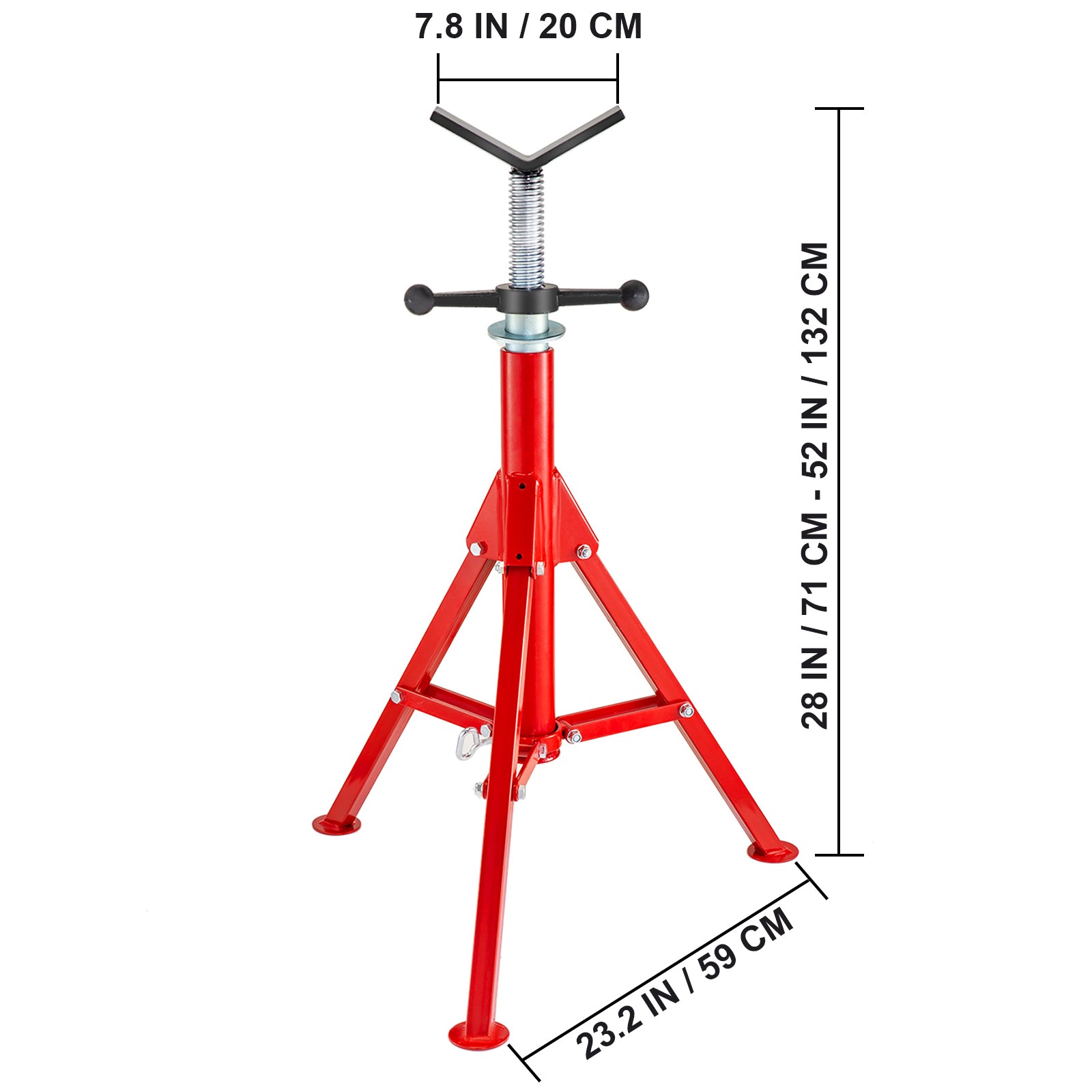 V Head Pipe Stand Adjustable Height 28-52 Inch, Pipe Jack Stands 2500 LB. Capacity,Folding Portable Pipe Stands 1/2 to 12 Inch Pipe Supporting,Steel Jack Stands