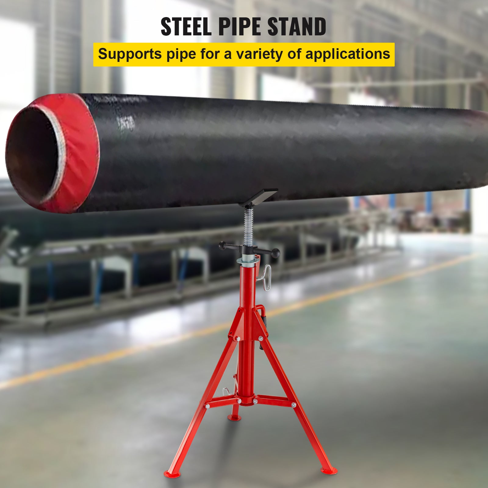 V Head Pipe Stand Adjustable Height 28-52 Inch, Pipe Jack Stands 2500 LB. Capacity,Folding Portable Pipe Stands 1/2 to 12 Inch Pipe Supporting,Steel Jack Stands
