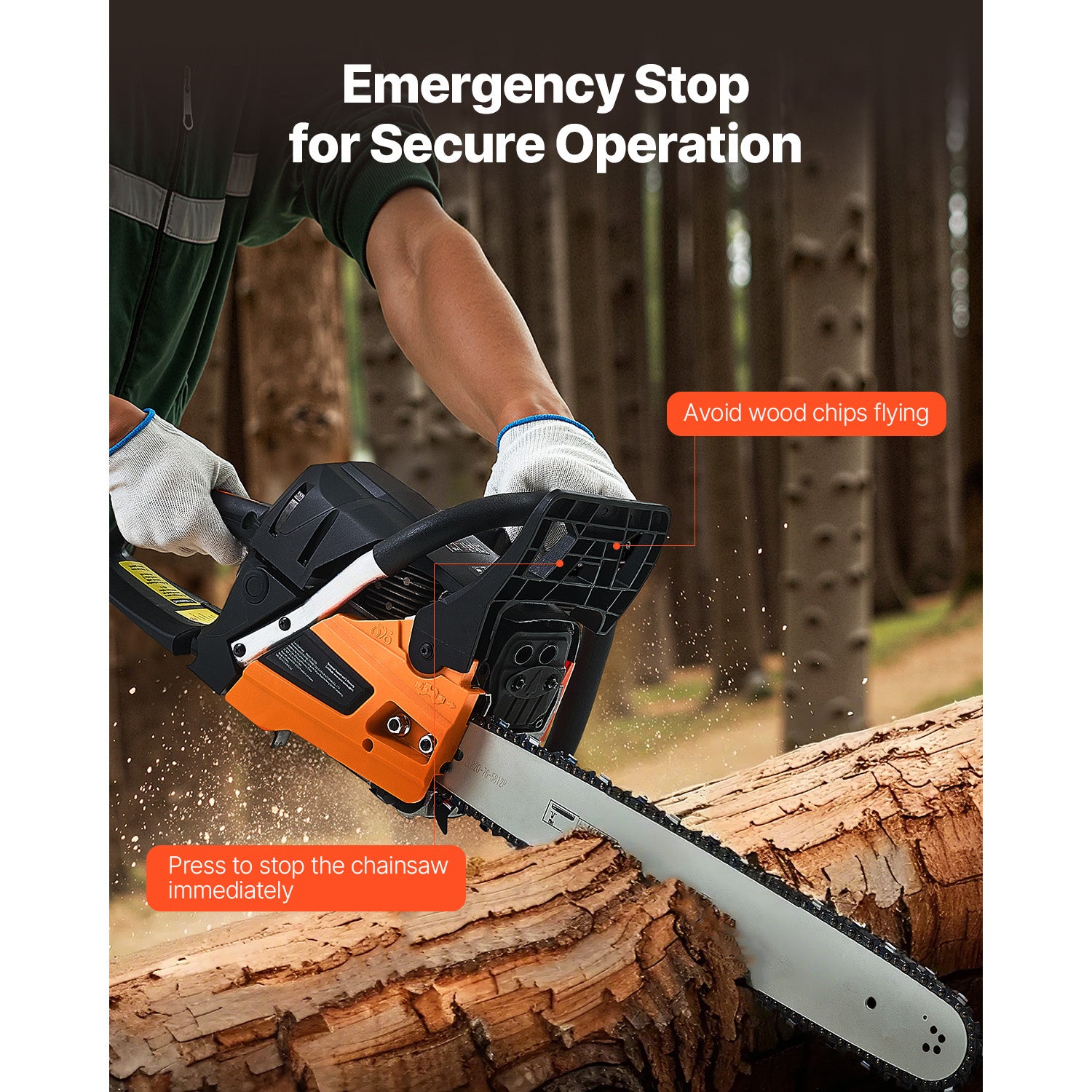62cc Gas Chainsaw 3.8 HP Gas Powered 20 inch Chainsaw For Wood Cutting