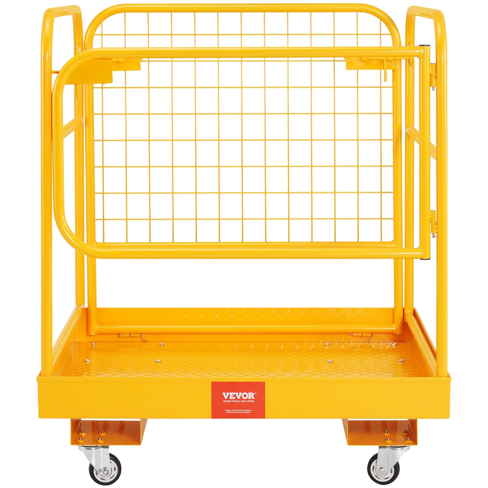 Forklift Safety Cage, 1200 lbs Load Capacity, 36 x 36 inches Folding Forklift Work Platform with Lockable Swivel Wheels, Drain Hole & Device Chain, Holds 1 to 2 Adults, Perfect for Aerial Work