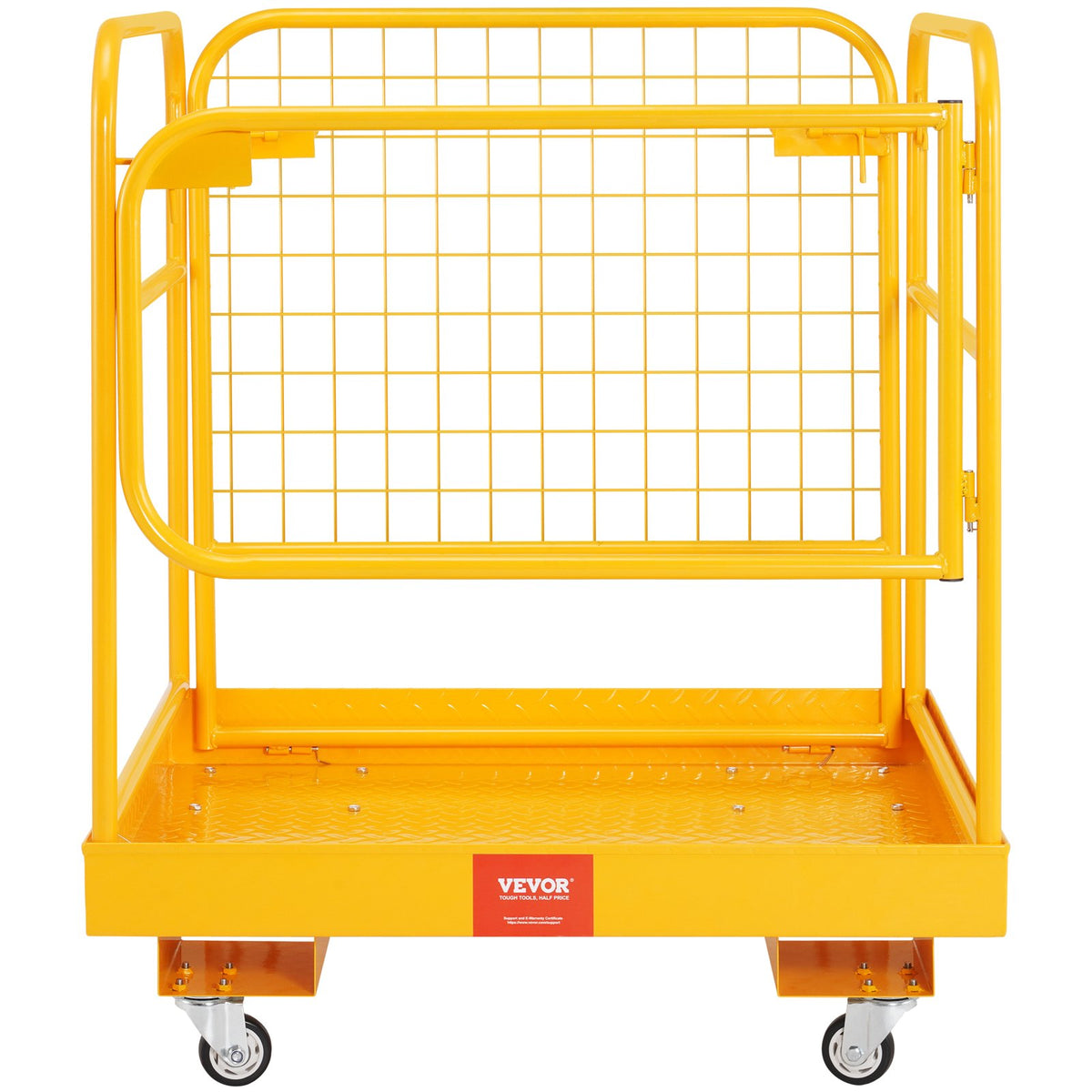 Forklift Safety Cage, 1200 lbs Load Capacity, 36 x 36 inches Folding Forklift Work Platform with Lockable Swivel Wheels, Drain Hole & Device Chain, Holds 1 to 2 Adults, Perfect for Aerial Work