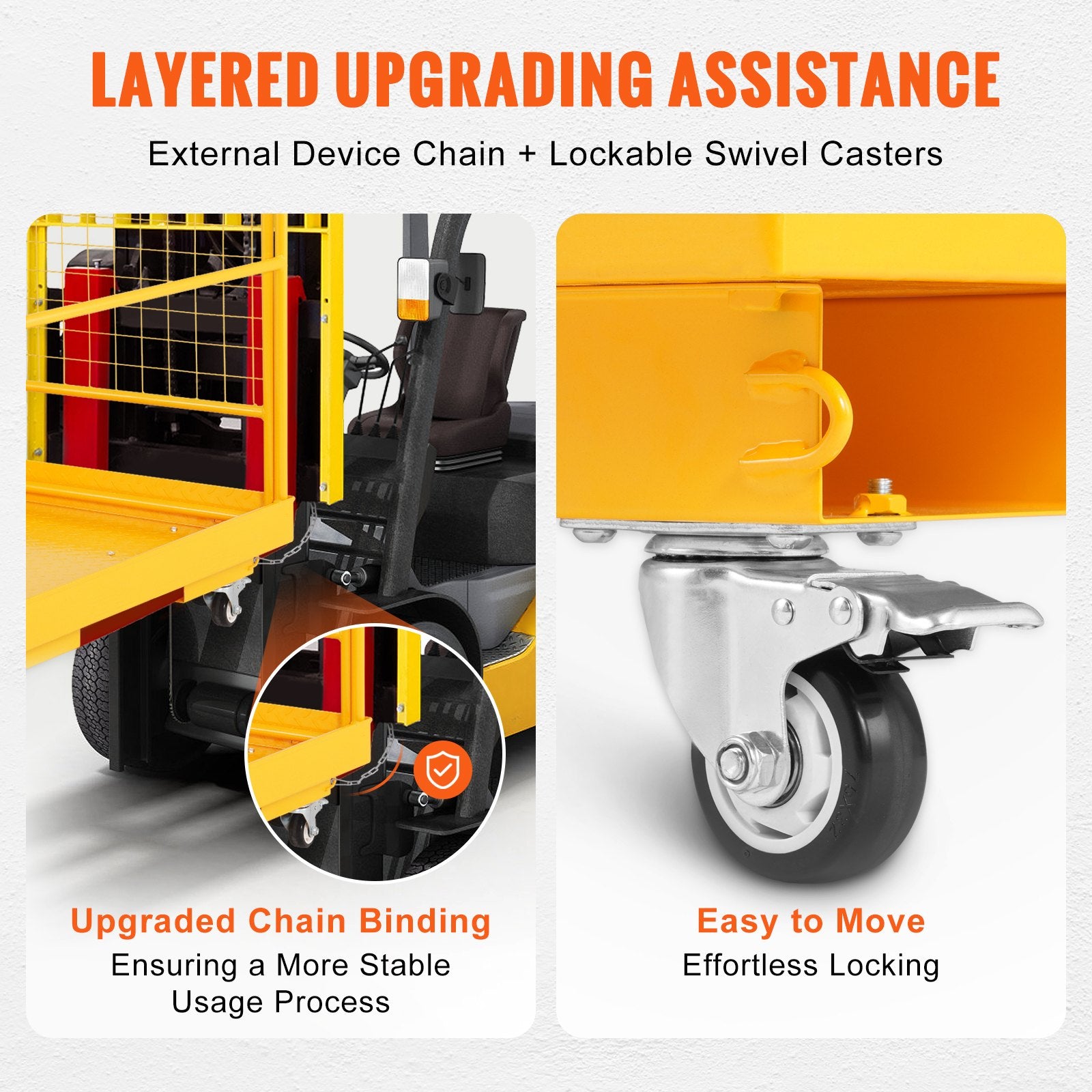 Forklift Safety Cage, 1200 lbs Load Capacity, 36 x 36 inches Folding Forklift Work Platform with Lockable Swivel Wheels, Drain Hole & Device Chain, Holds 1 to 2 Adults, Perfect for Aerial Work