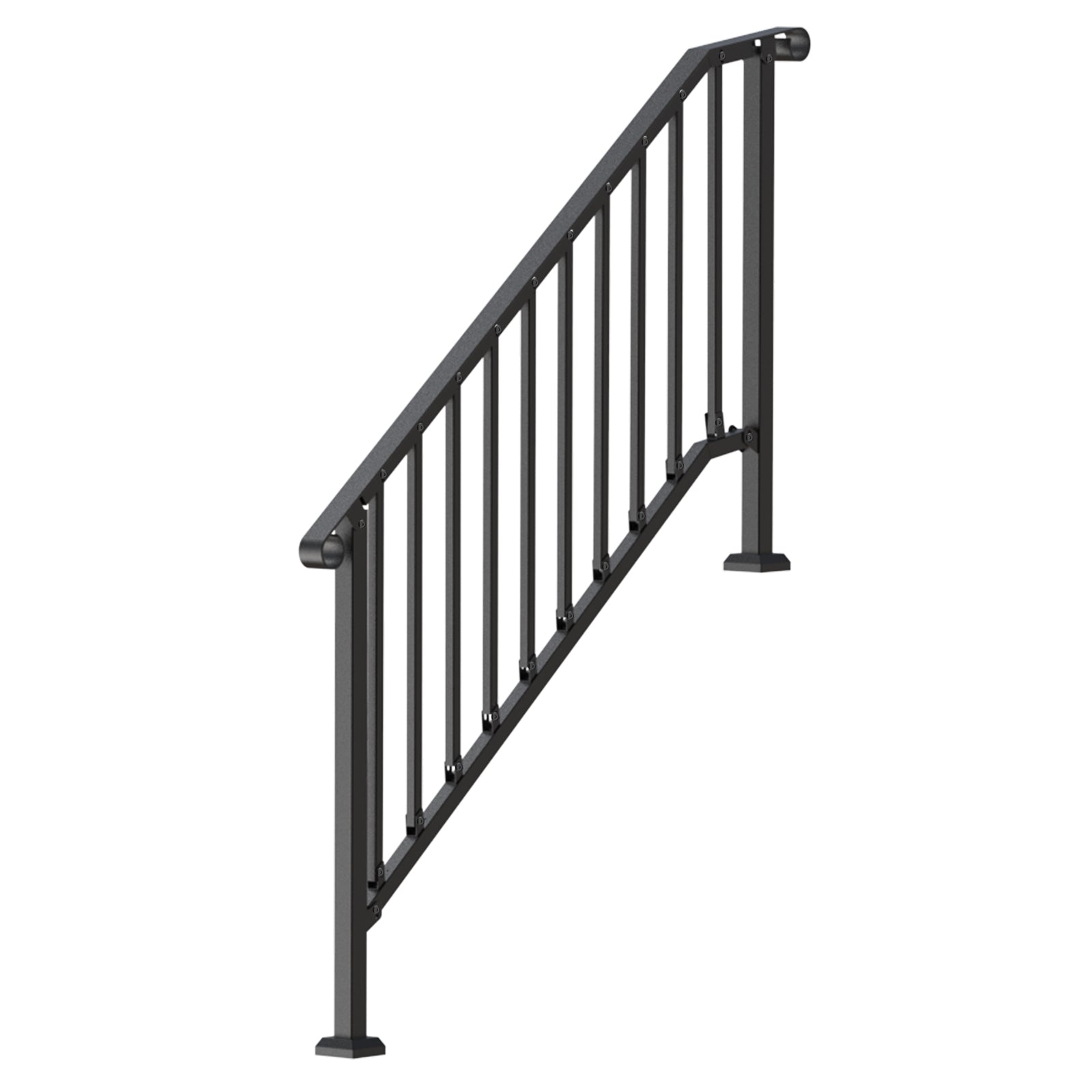 5-6 Step Handrails for Outdoor for Seniors Porch Deck Black Retro Arch