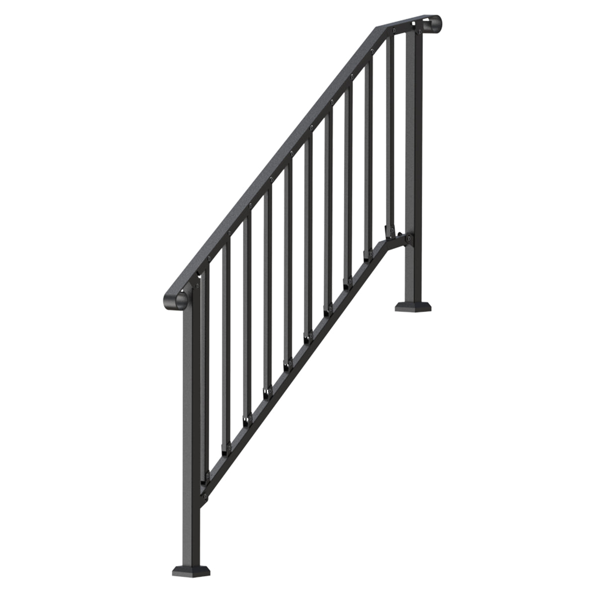 5-6 Step Handrails for Outdoor for Seniors Porch Deck Black Retro Arch