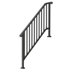 5-6 Step Handrails for Outdoor for Seniors Porch Deck Black Retro Arch