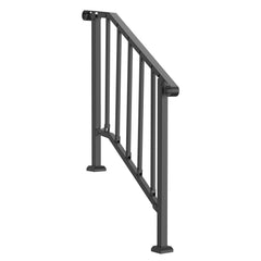 2-3 Step Handrails for Outdoor for Seniors Porch Deck Black Retro Arch