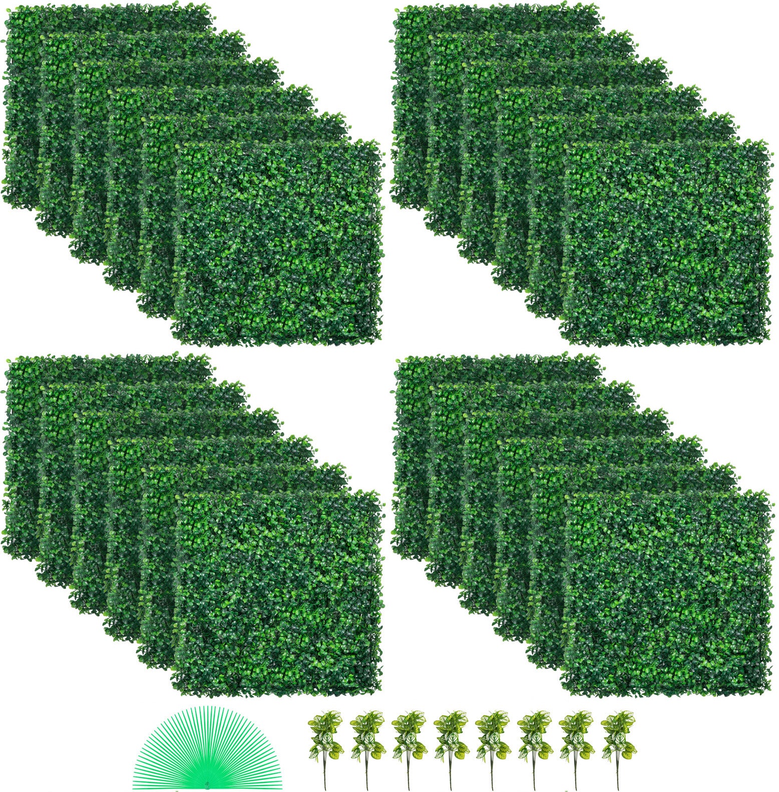 Artificial Boxwood Panel UV 24pcs Boxwood Hedge Wall Panels Artificial Grass Backdrop Wall 20" X 20" 4 cm Green Grass Wall Fake Hedge for Decor Privacy Fence Indoor Outdoor Garden Backyard