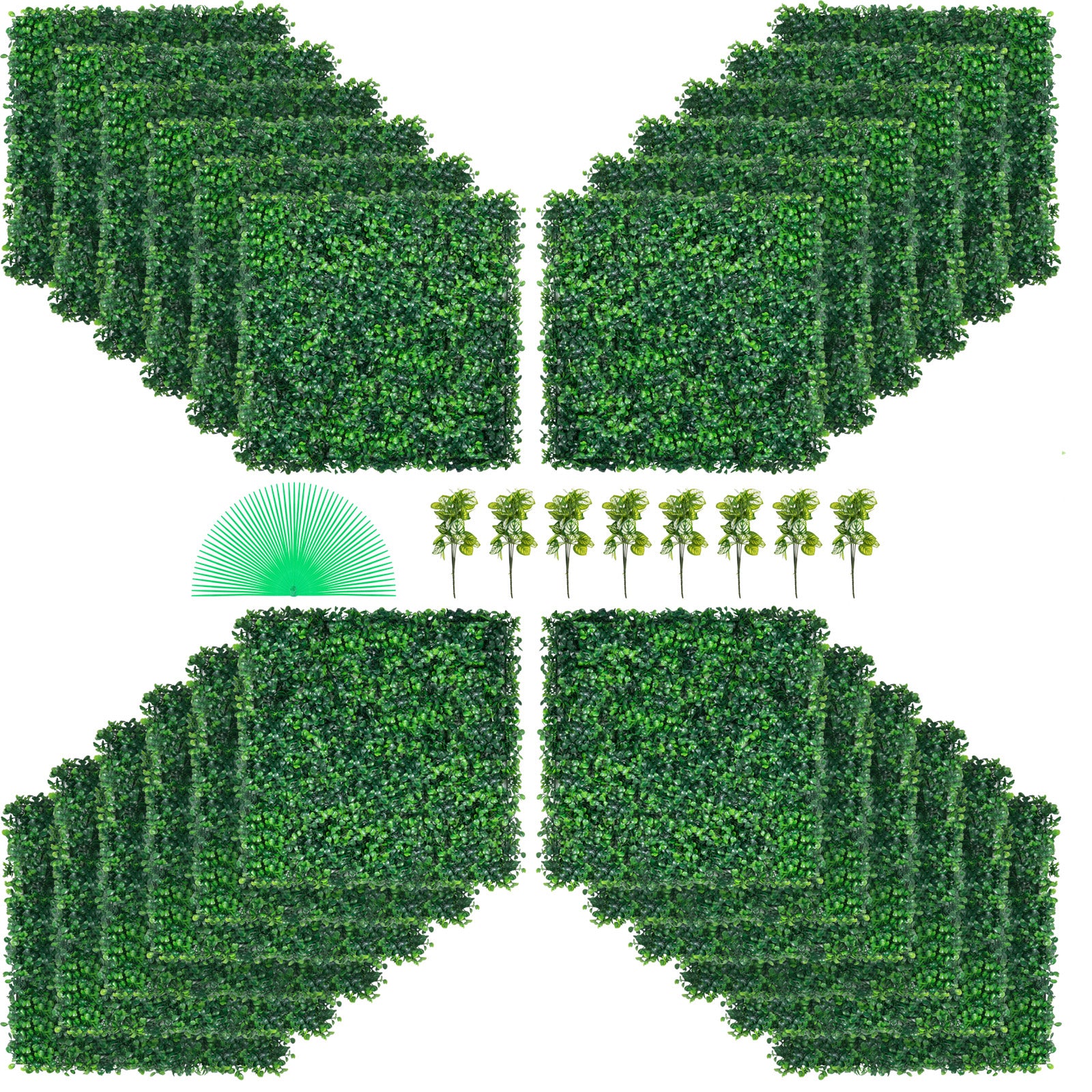 Artificial Boxwood Panel UV 24pcs Boxwood Hedge Wall Panels Artificial Grass Backdrop Wall 20" X 20" 4 cm Green Grass Wall Fake Hedge for Decor Privacy Fence Indoor Outdoor Garden Backyard