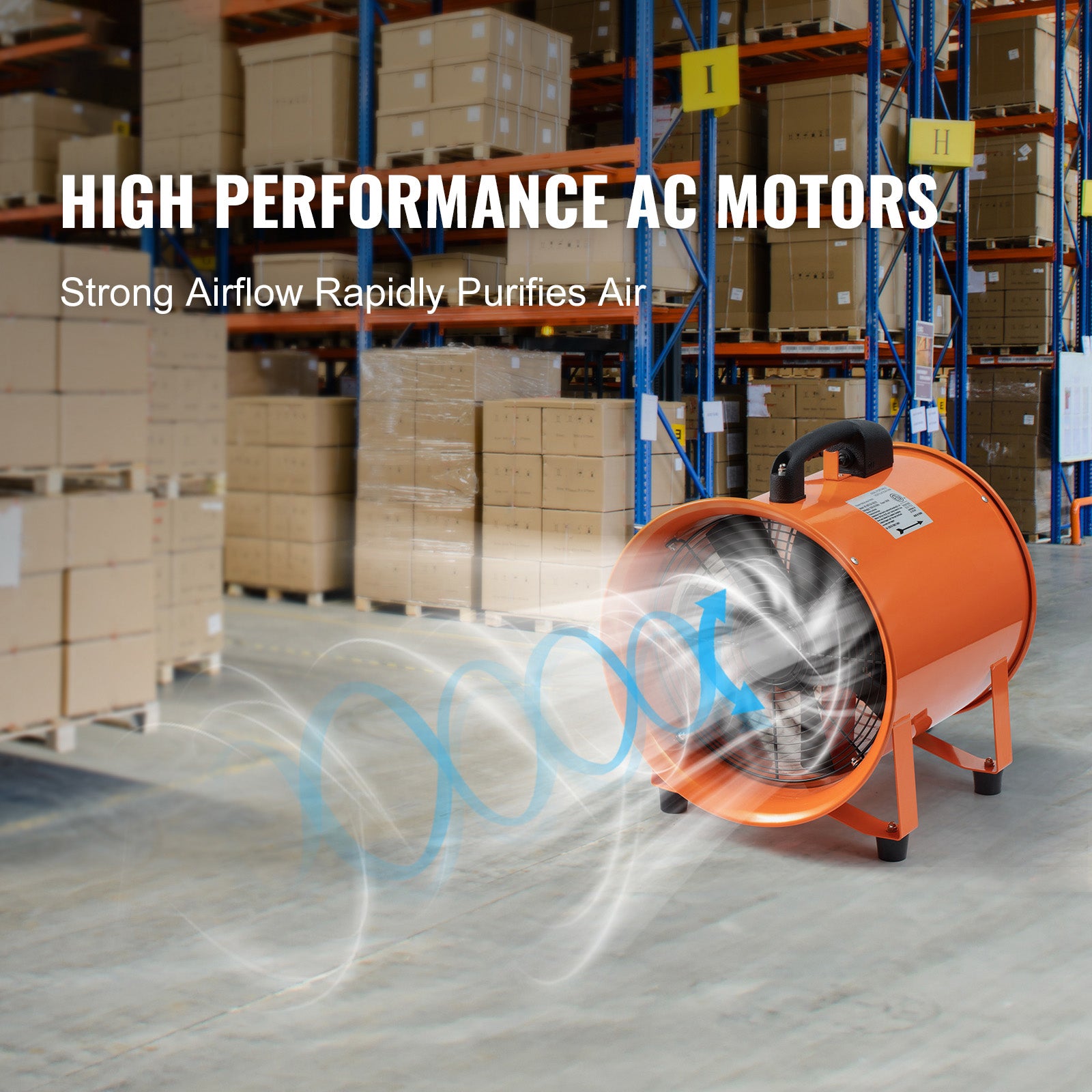 Portable Ventilator, 12 inch Heavy Duty Cylinder Fan with 33ft Duct Hose, 585W Strong Shop Exhaust Blower 3198CFM, Industrial Utility Blower for Sucking Dust, Smoke, Smoke Home/Workplace