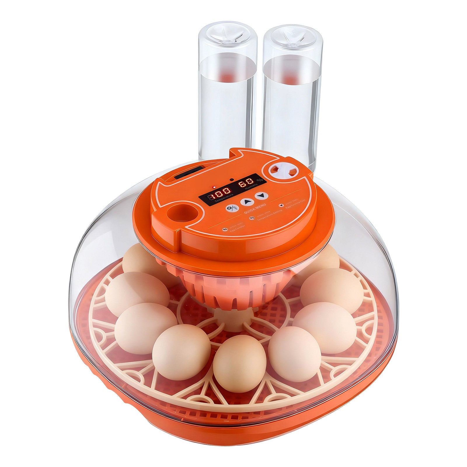 12 Egg Incubator, Automatic Egg Turner with LED Candler, Temperature & Humidity Control, 360° View Clear Window, Poultry Eggs Incubator for Home Farm, Hatching Chicks Ducks Goose Quail