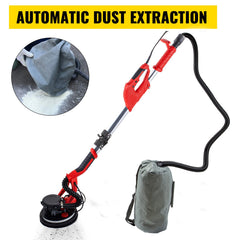 Drywall Sander 850W, Electric Drywall Sander, Variable Speed 800-1750 RPM, Foldable Sheetrock Sander, with Telescope Handle, Electric Sander, with LED Strip Light and Vacuum Bag, Wall Sander