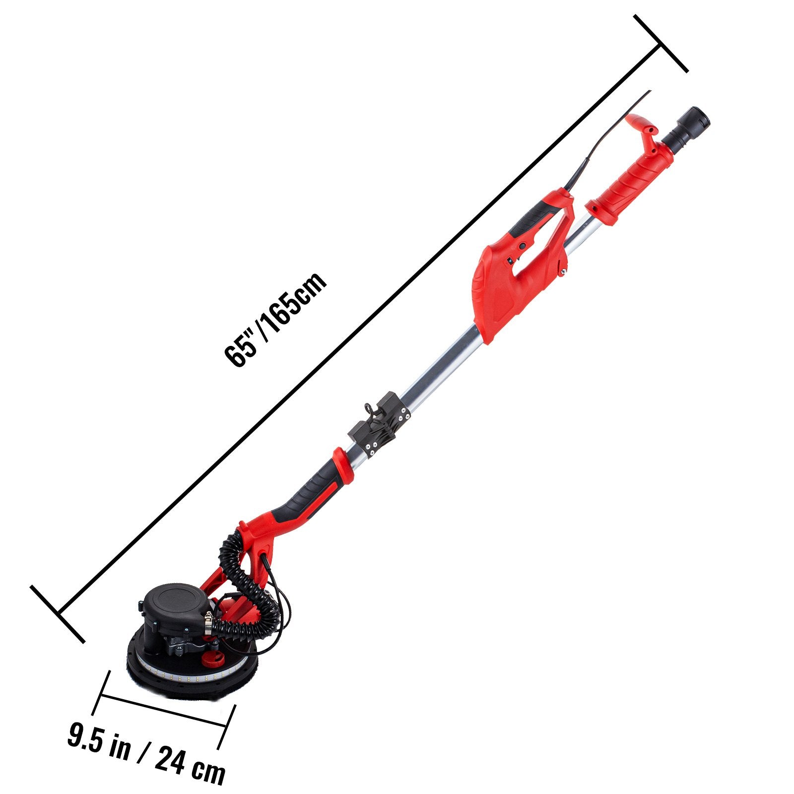 Drywall Sander 850W, Electric Drywall Sander, Variable Speed 800-1750 RPM, Foldable Sheetrock Sander, with Telescope Handle, Electric Sander, with LED Strip Light and Vacuum Bag, Wall Sander
