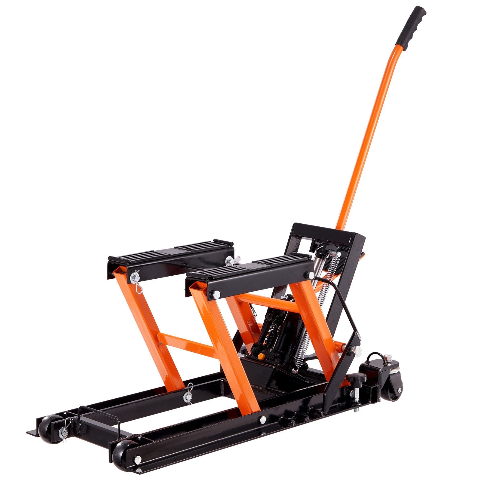 Steel Hydraulic Motorcycle Jack Stand, 1500 LBS ATV Scissor Lift Jack, 4.7"-15" Scissor Lift Jack Stand with 4 Wheels, Hydraulic Foot-Operated Hoist Stand for Motorcycle ATV UTV Powersports