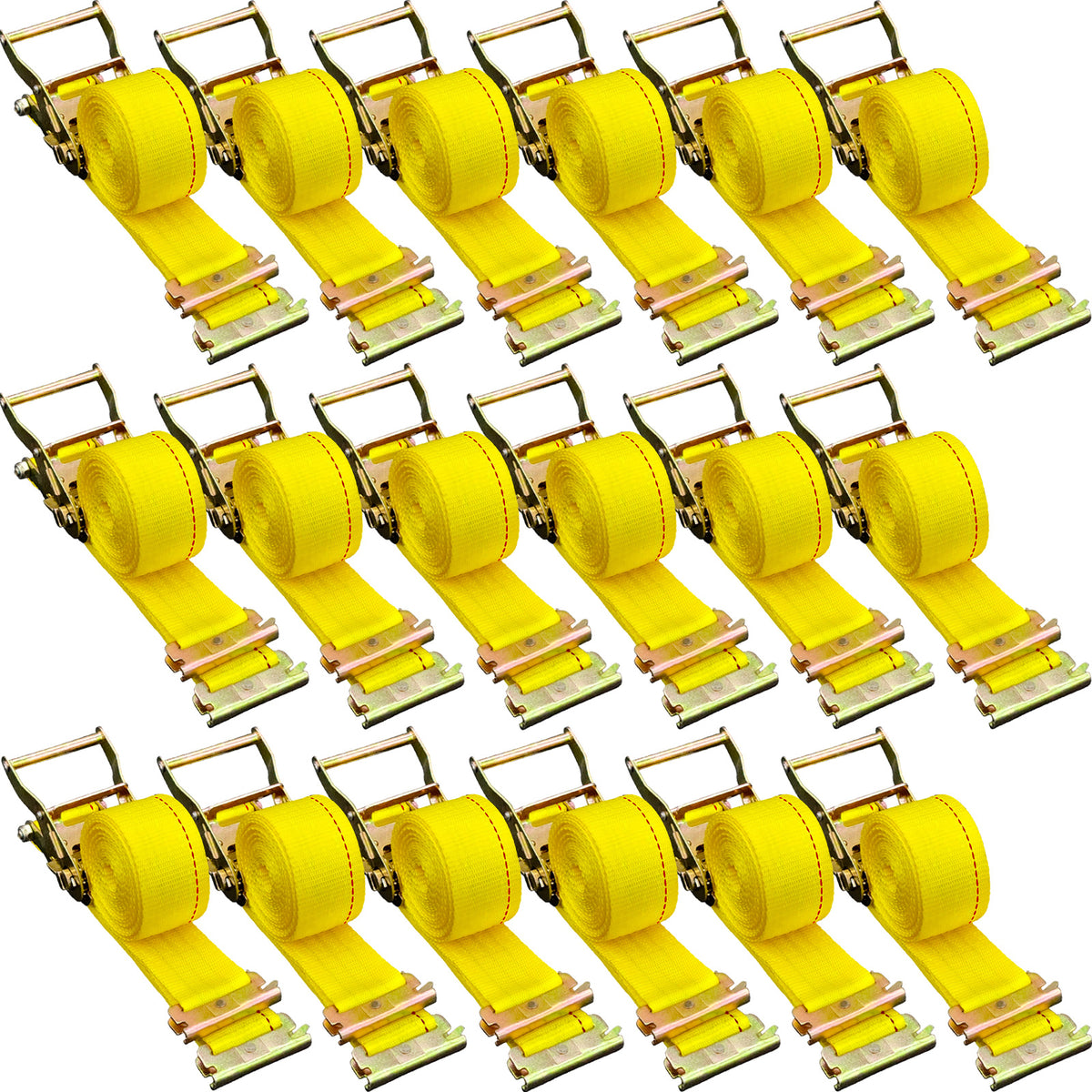 E Track Ratchet Strap, 18PCS 2" x 15' E-Track Straps 4400 LBS Breaking Strength, with Polyester Webbing & Spring Fitting & Ratchets, Durable Tie-Downs for Motorcycles, Tire, Trailer Loads