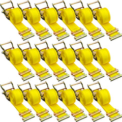 E Track Ratchet Strap, 18PCS 2" x 15' E-Track Straps 4400 LBS Breaking Strength, with Polyester Webbing & Spring Fitting & Ratchets, Durable Tie-Downs for Motorcycles, Tire, Trailer Loads