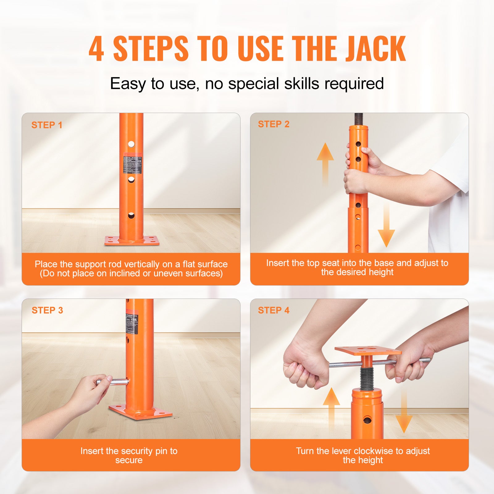 Adjustable Floor Jack Post House Floor Leveling Lift 19"-36" Height Range