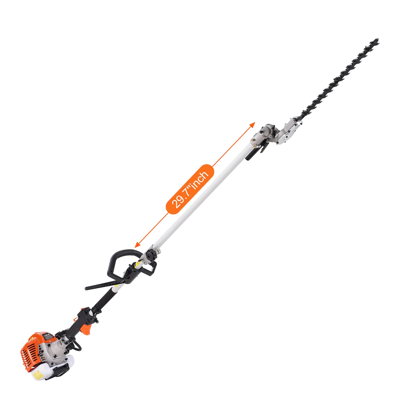 26CC 6-in-1 Multi-Functional Trimming Tools, Gas Hedge Trimmer, Weed Eater, String Trimmer, Brush Cutter, Edger, Pole Saw Chainsaw Pruner with Extension Pole