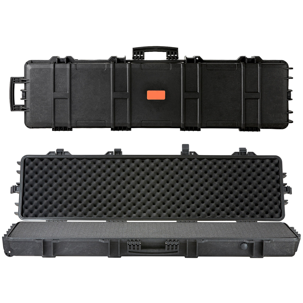 Tactical Range Case, Outdoor Tactical Hard Case with 3 Layers Fully-protective Foams, 50 inch lockable Hard Tactical Range Case with Wheels, IP67 Waterproof & Crushproof