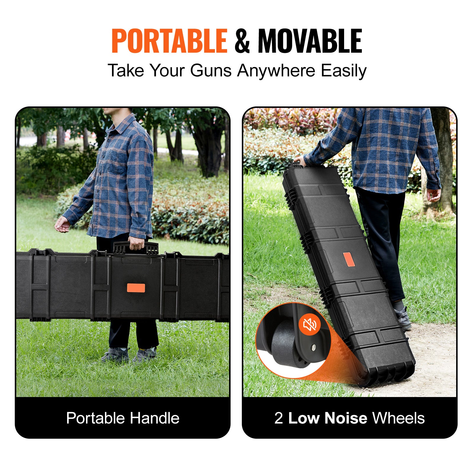 Tactical Range Case, Outdoor Tactical Hard Case with 3 Layers Fully-protective Foams, 50 inch lockable Hard Tactical Range Case with Wheels, IP67 Waterproof & Crushproof