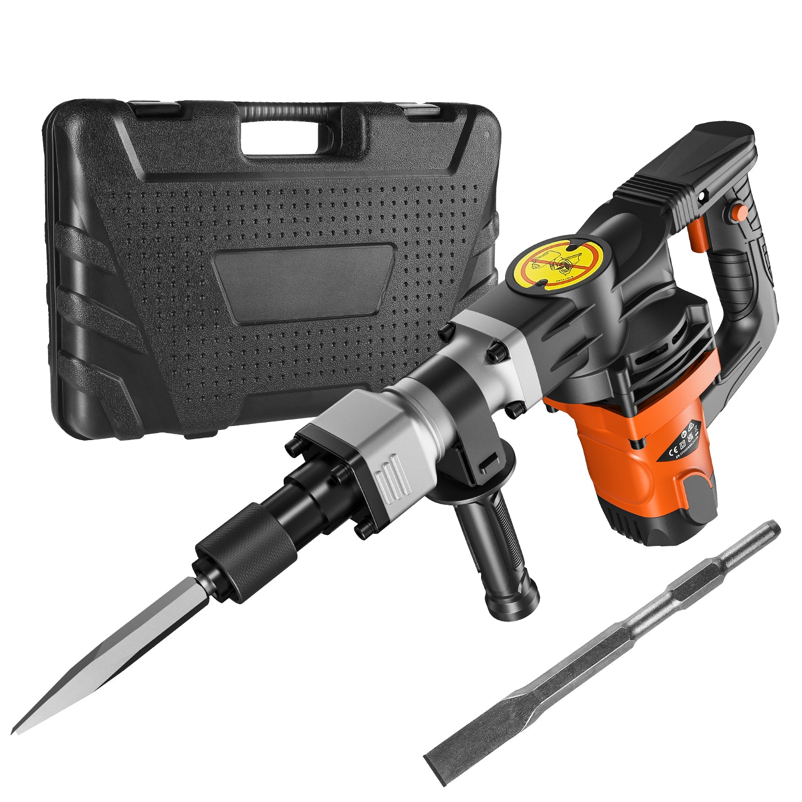 Demolition Jack Hammer Concrete Breaker 1400W Electric Hammer 2 Chisel Bit