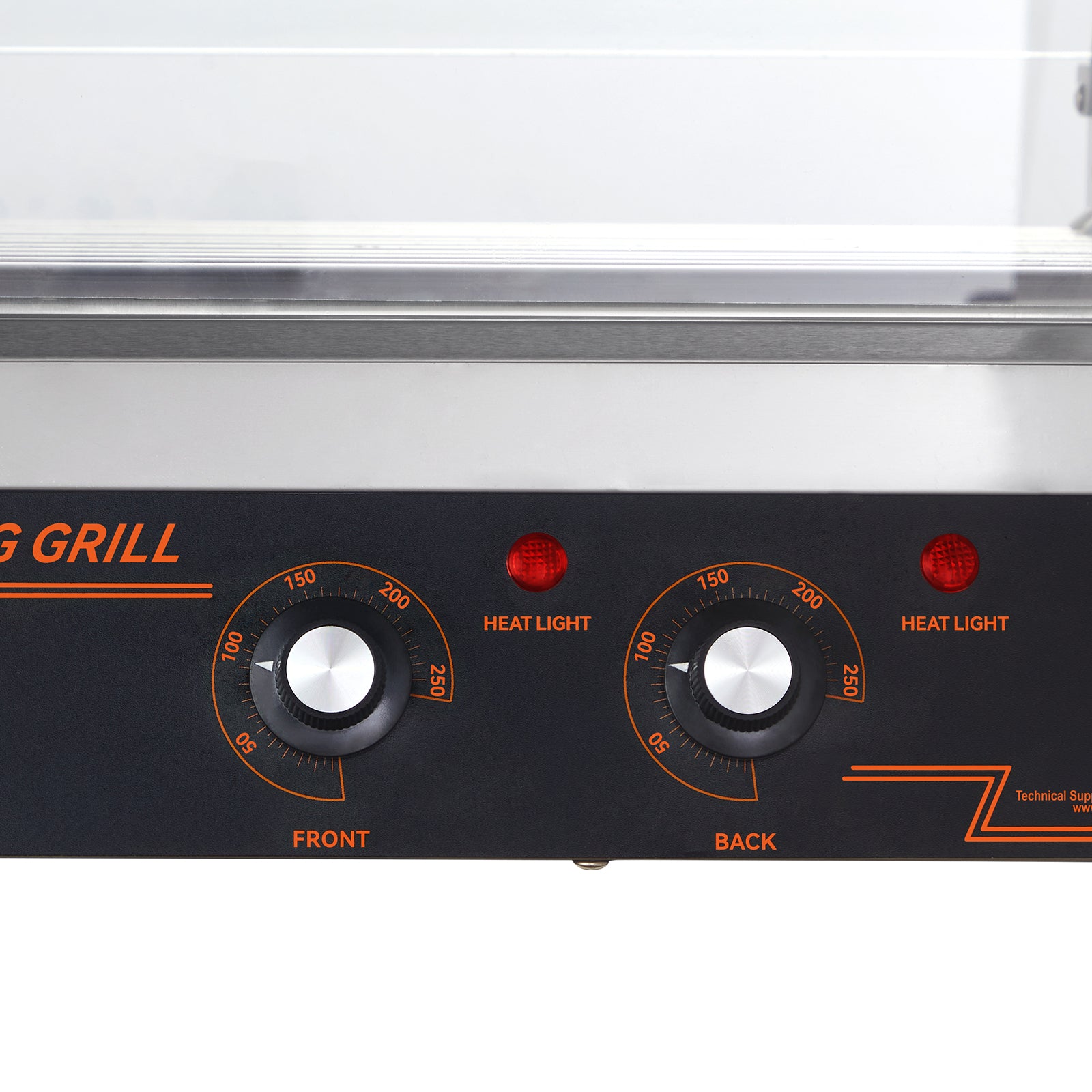 Hot Dog Roller, 11 Rollers 30 Hot Dogs Capacity, 1650W Stainless Sausage Grill Cooker Machine with Dual Temp Control Glass Hood Acrylic Cover Bun Warmer Shelf Removable Drip Tray, ETL Certified