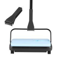Carpet Floor Sweeper Manual 6.7 inch Width Sweeping Paths Non Electric Blue