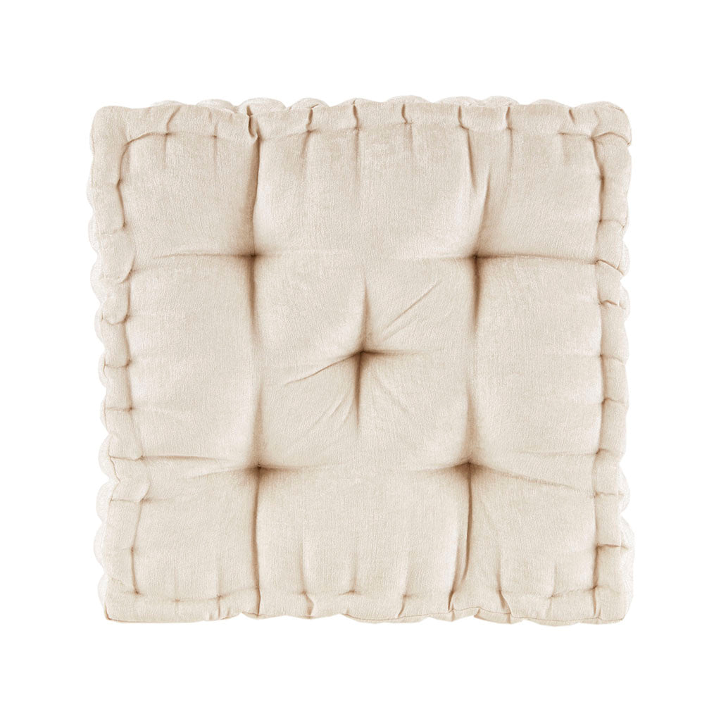 Poly Chenille Square Floor Pillow Cushion Ivory 20x20"