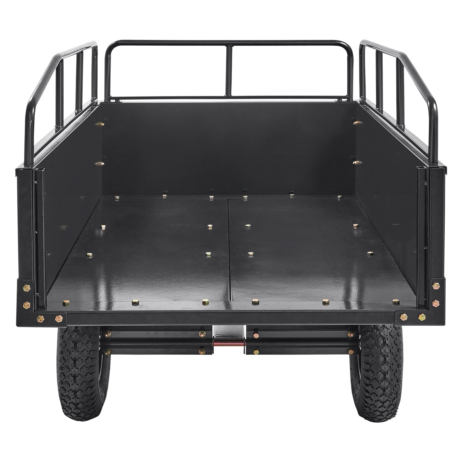 Heavy Duty ATV Trailer Steel Dump Cart, 750-Pound 15 Cubic Feet, Garden Utility Trailer with Removable Sides for Riding Lawn Mower Tractor