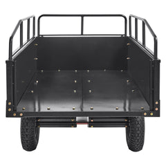 Heavy Duty ATV Trailer Steel Dump Cart, 750-Pound 15 Cubic Feet, Garden Utility Trailer with Removable Sides for Riding Lawn Mower Tractor