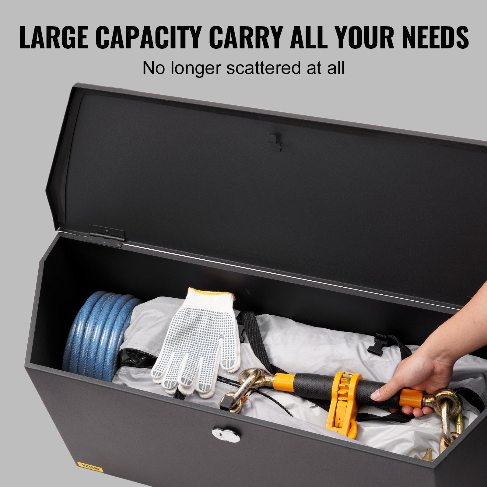 Trailer Tongue Box, Carbon Steel Tongue Box Tool Chest, Heavy Duty Trailer Box Storage with Lock and Keys, Utility Trailer Tongue Tool Box for Pickup Truck Bed, RV Trailer, 36"x12"x12"