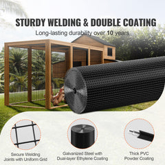 Hardware Cloth, 48'' x 100' Galvanized Wire Mesh Roll, 19 Gauge Chicken Wire Fence Roll, Vinyl Coating Metal Wire Mesh for Chicken Coop Barrier, Rabbit Snake Fences, Poultry Enclosures