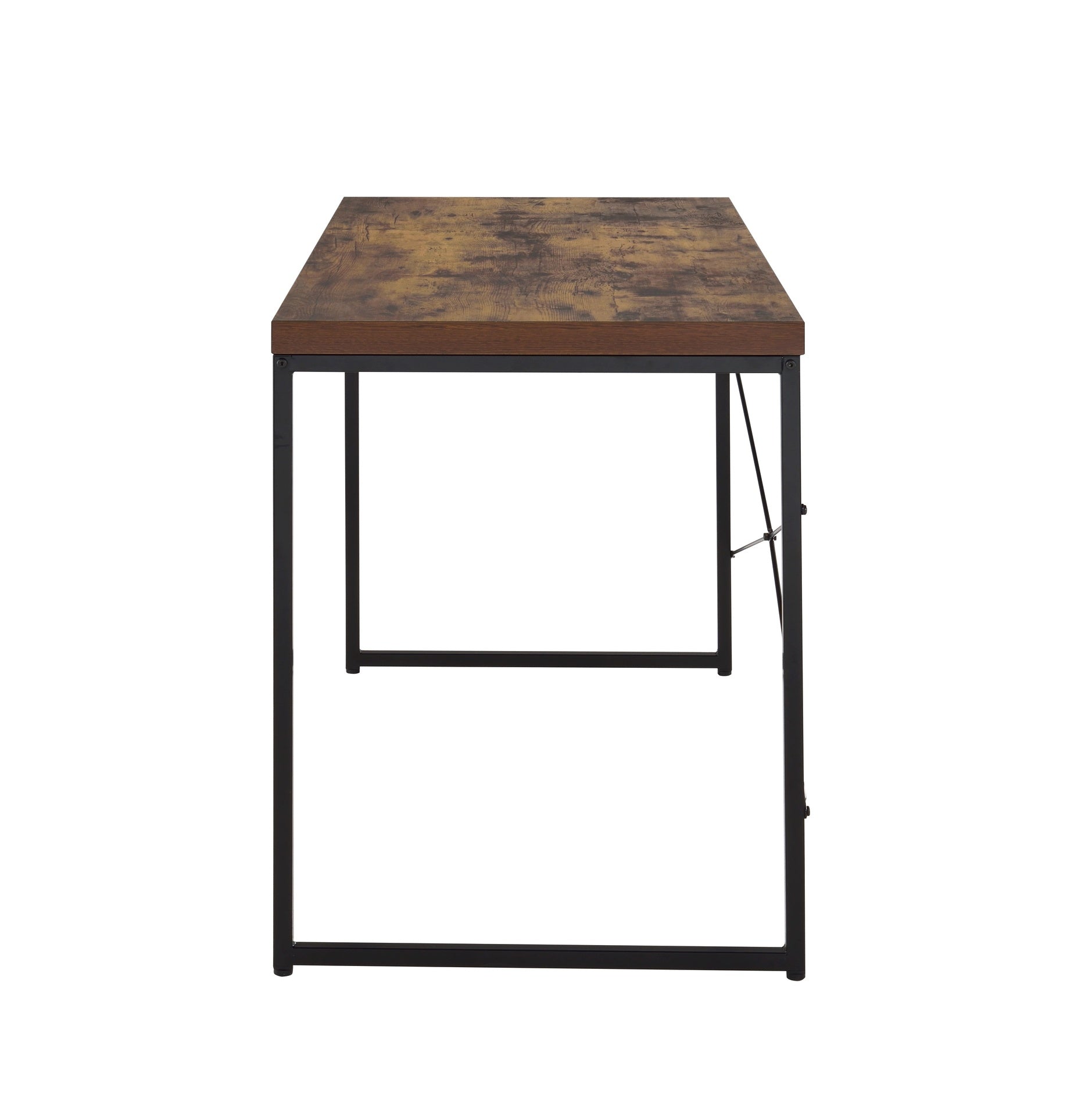 Bob Weathered Oak & Black Finish Writing Desk/Dressing Table/Game Table/Small Dining Table w/ Metal Legs