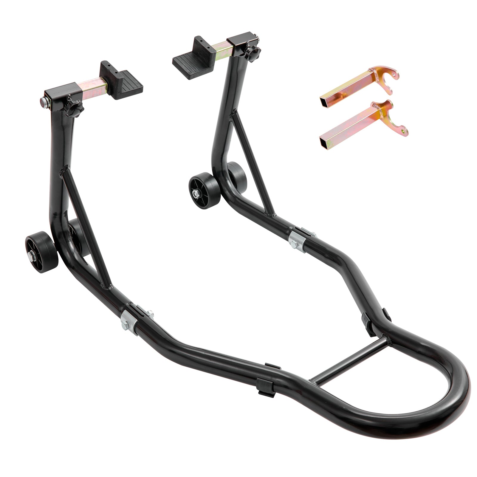 Motorcycle Rear Wheel Stand, with U + L Fork Swingarm Spool, 850 lbs Capacity Heavy Duty Rear Wheel Stand Motorcycle Lift Jack Stand, for Suzuki Yamaha Honda Kawasaki, Black
