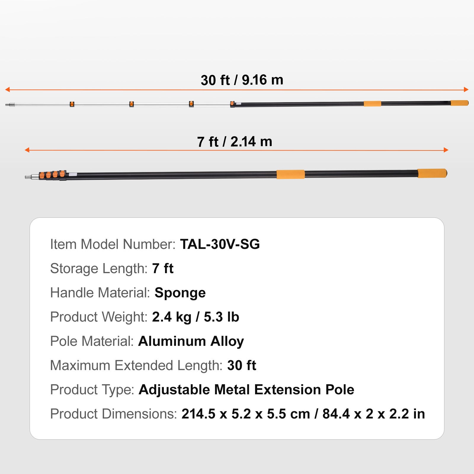 Telescoping Extension Pole 7 to 30 FT Multi-Purpose for Painting Dusting