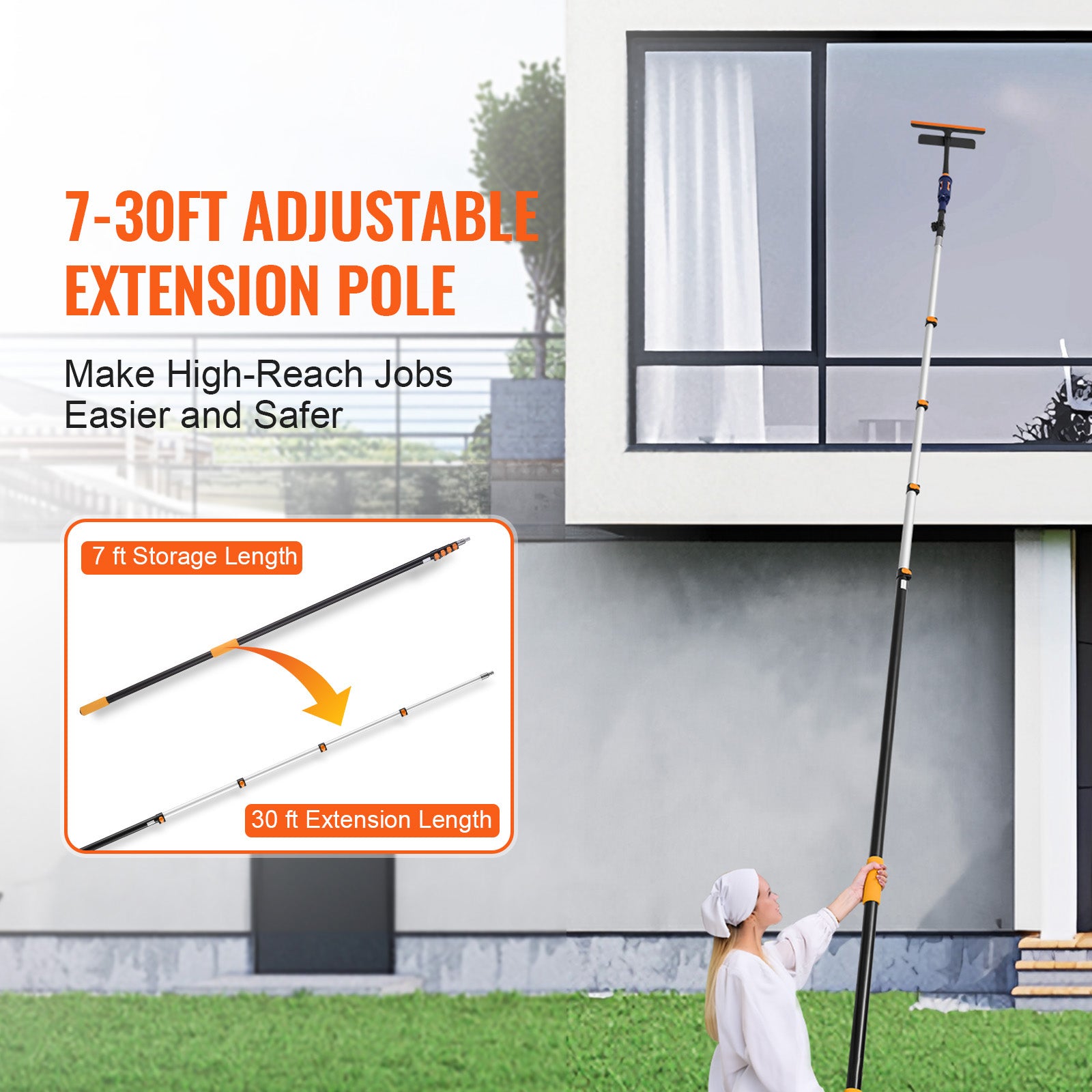 Telescoping Extension Pole 7 to 30 FT Multi-Purpose for Painting Dusting