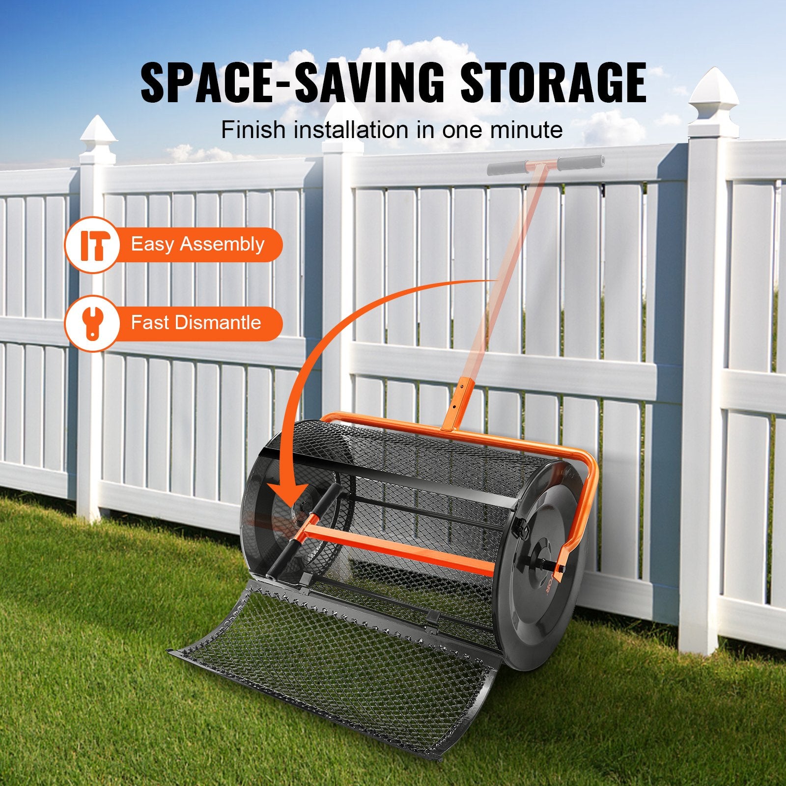 Compost Spreader Peat Moss Spreader 24 inch Wide 24.4-26.4" Height Adjustable Lawn & Garden Spreaders Compost, Top Soil, Mulch - Durable Lightweight Multi-Purpose Yard Care Equipment