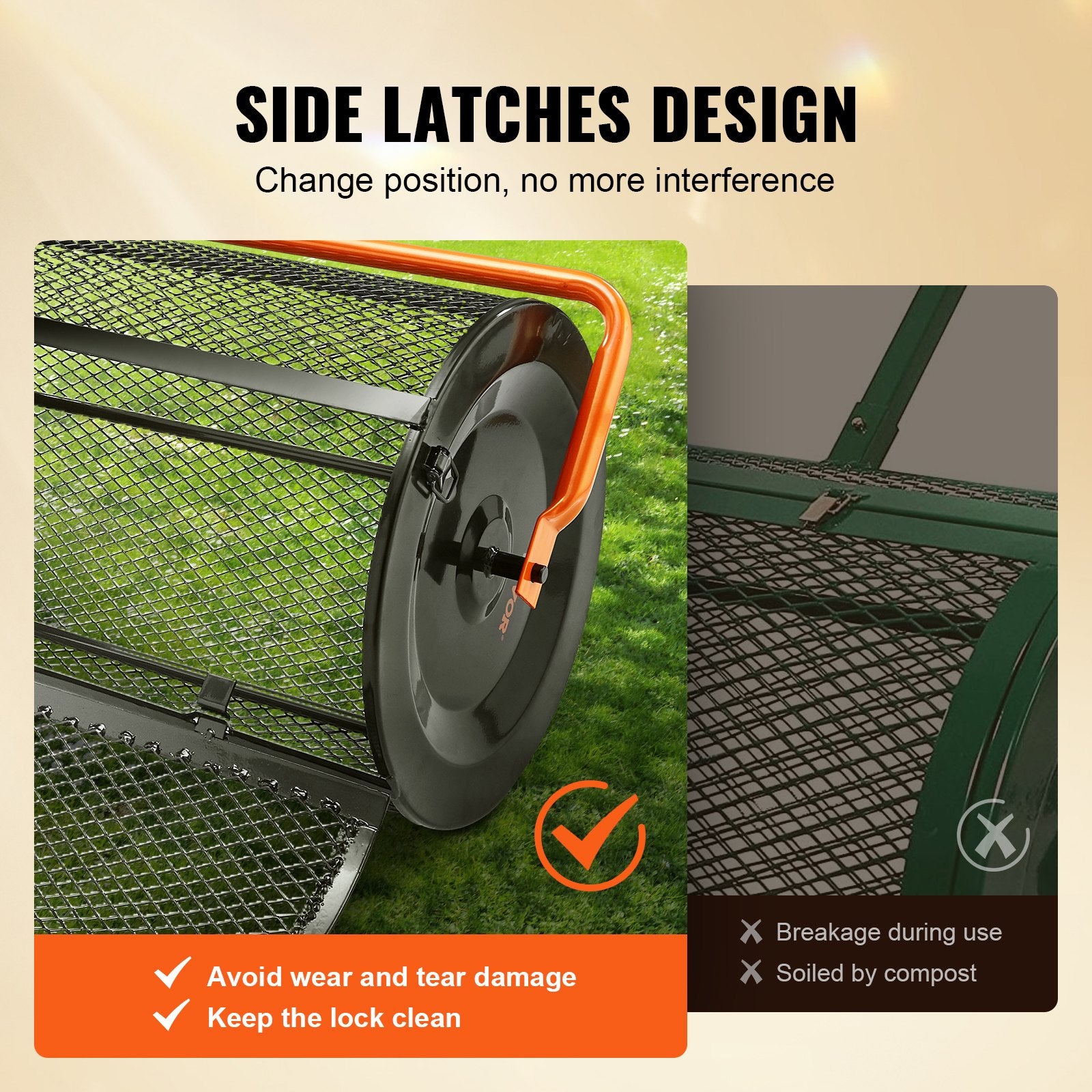 Compost Spreader Peat Moss Spreader 24 inch Wide 24.4-26.4" Height Adjustable Lawn & Garden Spreaders Compost, Top Soil, Mulch - Durable Lightweight Multi-Purpose Yard Care Equipment