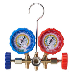 AC Gauge Set - 3 Way AC Manifold Gauge Set for R134A R22 R12 R502 Refrigerant, Freon Gauges with 5ft Hoses, Couplers, Can Tap Works on Car Auto Freon Charging and Evacuation