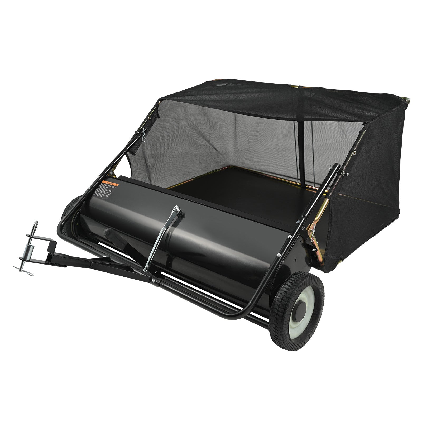 Tow Behind Lawn Sweeper, 44 in Pull Behind Lawn Sweeper, 25 cu. ft Large Capacity Leaf & Grass Collector, Heavy Duty Garden Sweeper with Adjustable Sweeping Height for Yard, Lawn, Farm