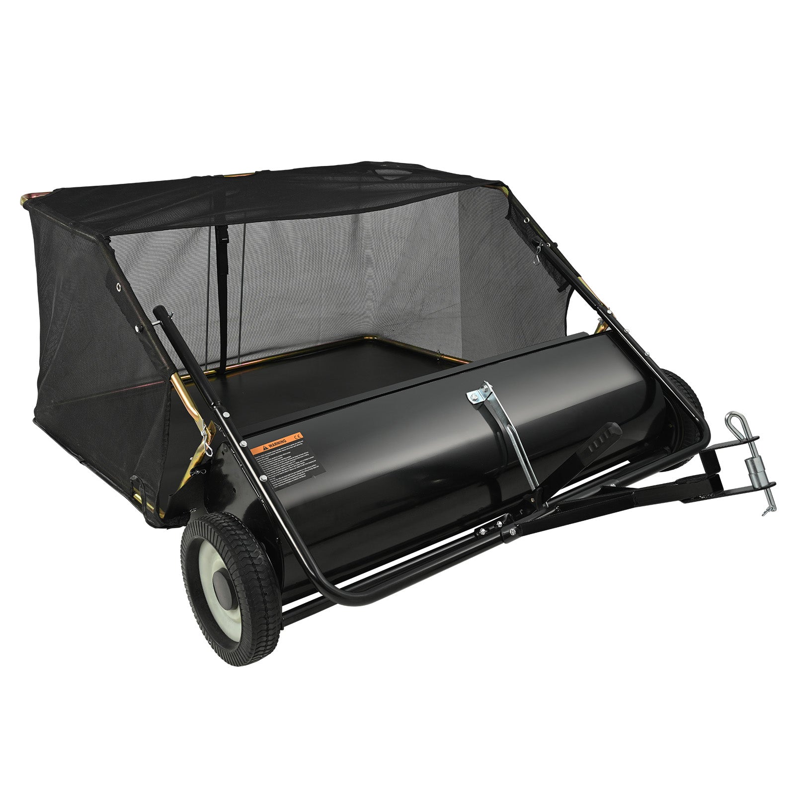 Tow Behind Lawn Sweeper, 44 in Pull Behind Lawn Sweeper, 25 cu. ft Large Capacity Leaf & Grass Collector, Heavy Duty Garden Sweeper with Adjustable Sweeping Height for Yard, Lawn, Farm