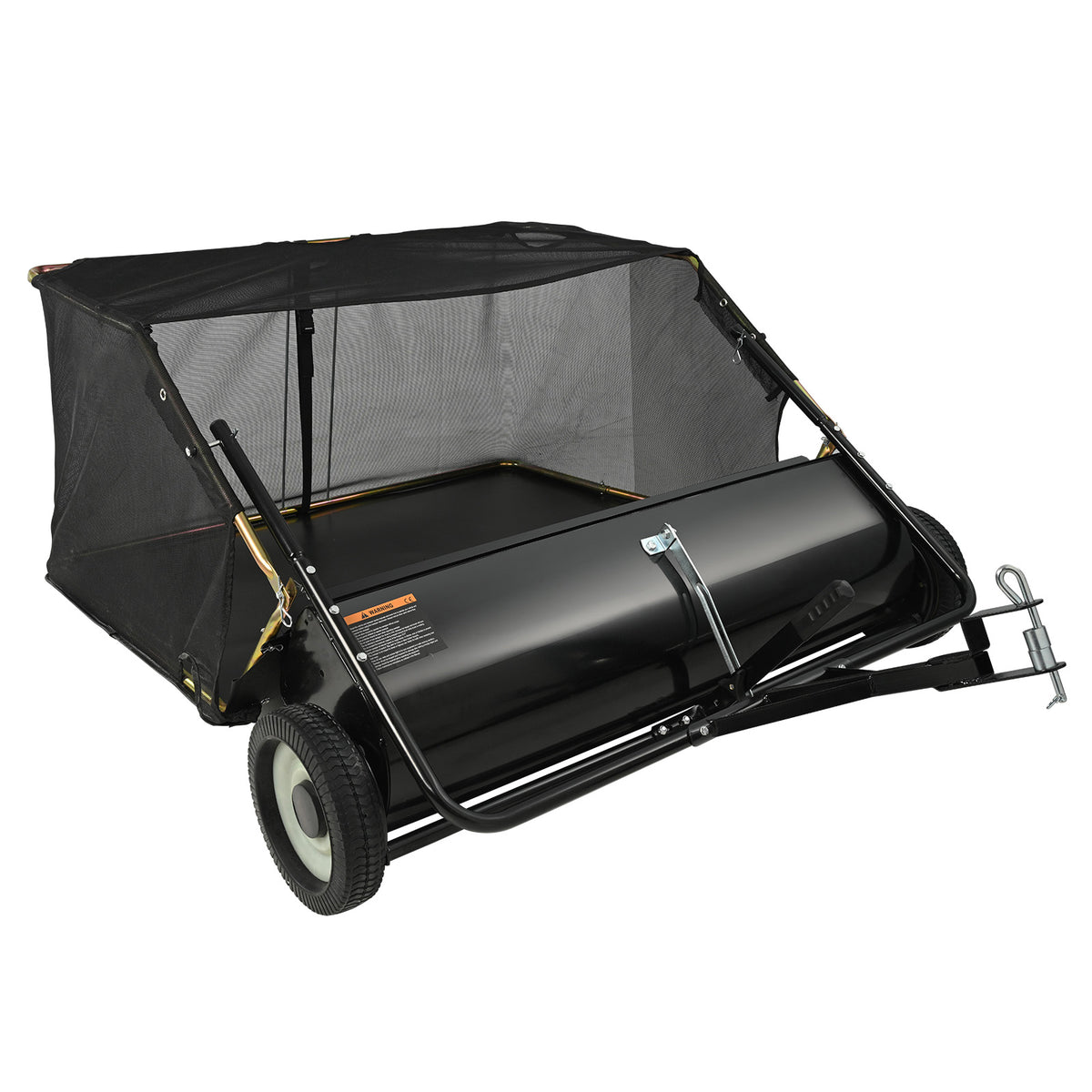 Tow Behind Lawn Sweeper, 44 in Pull Behind Lawn Sweeper, 25 cu. ft Large Capacity Leaf & Grass Collector, Heavy Duty Garden Sweeper with Adjustable Sweeping Height for Yard, Lawn, Farm