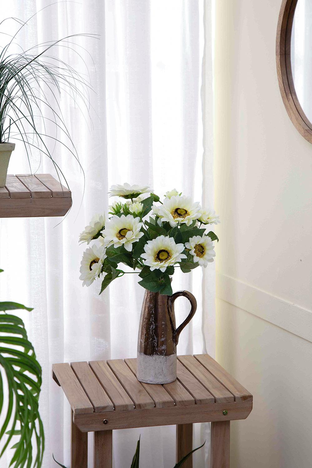 10.2 x 11 x 18.9"H Artificial Cream Sunflower BushX9, 4 Pack