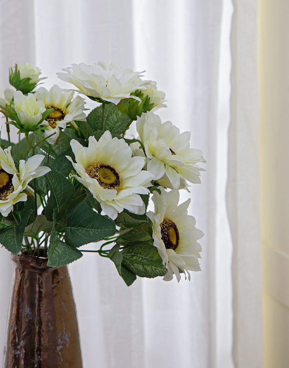 10.2 x 11 x 18.9"H Artificial Cream Sunflower BushX9, 4 Pack
