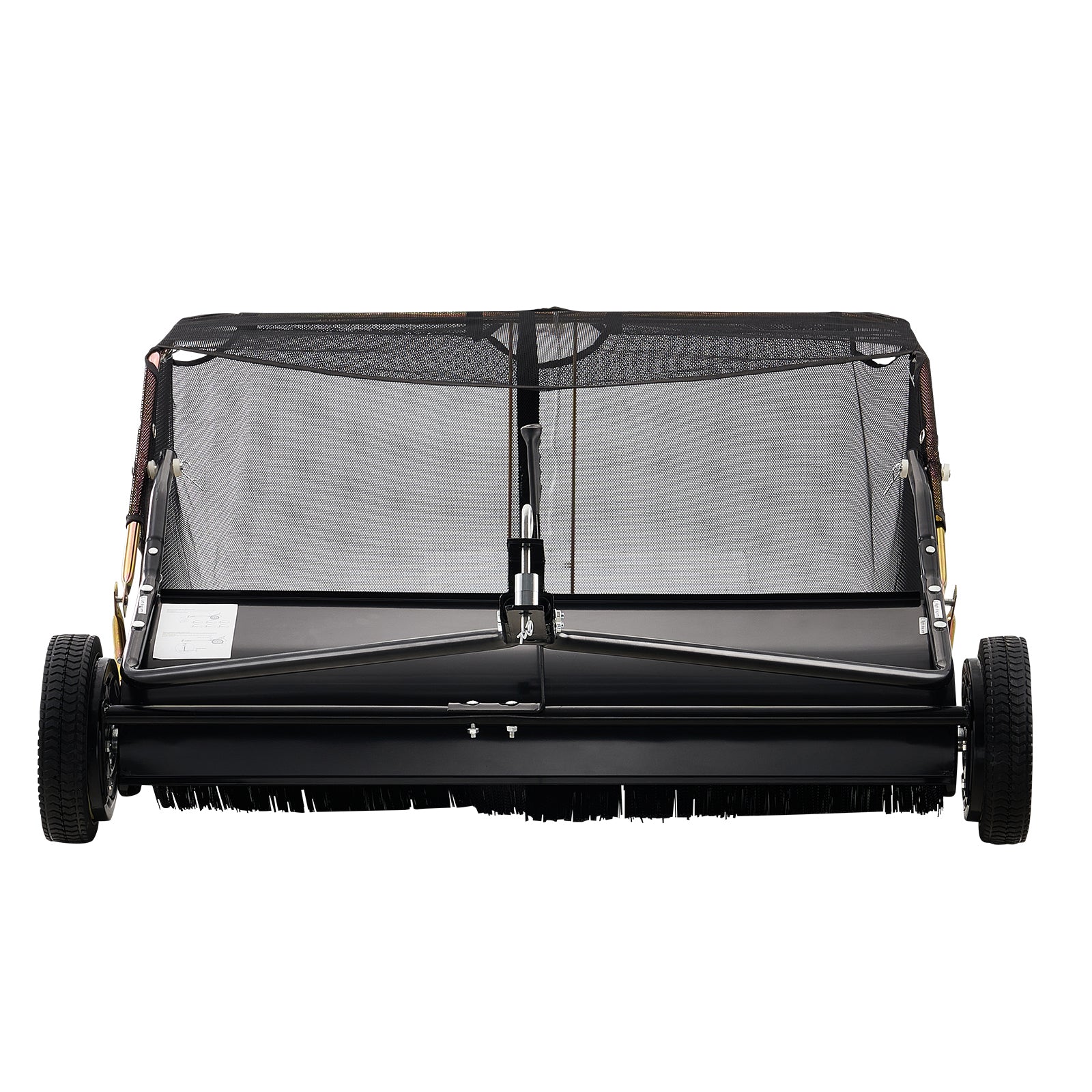 42 Inch Lawn Sweeper Tow Behind, 12 cu.ft. Large Pull Behind Grass Sweeper, Heavy Duty Leaf & Grass Collector with Dumping Rope Design, Adjustable Sweeping Height for Picking Up Debris & Grass