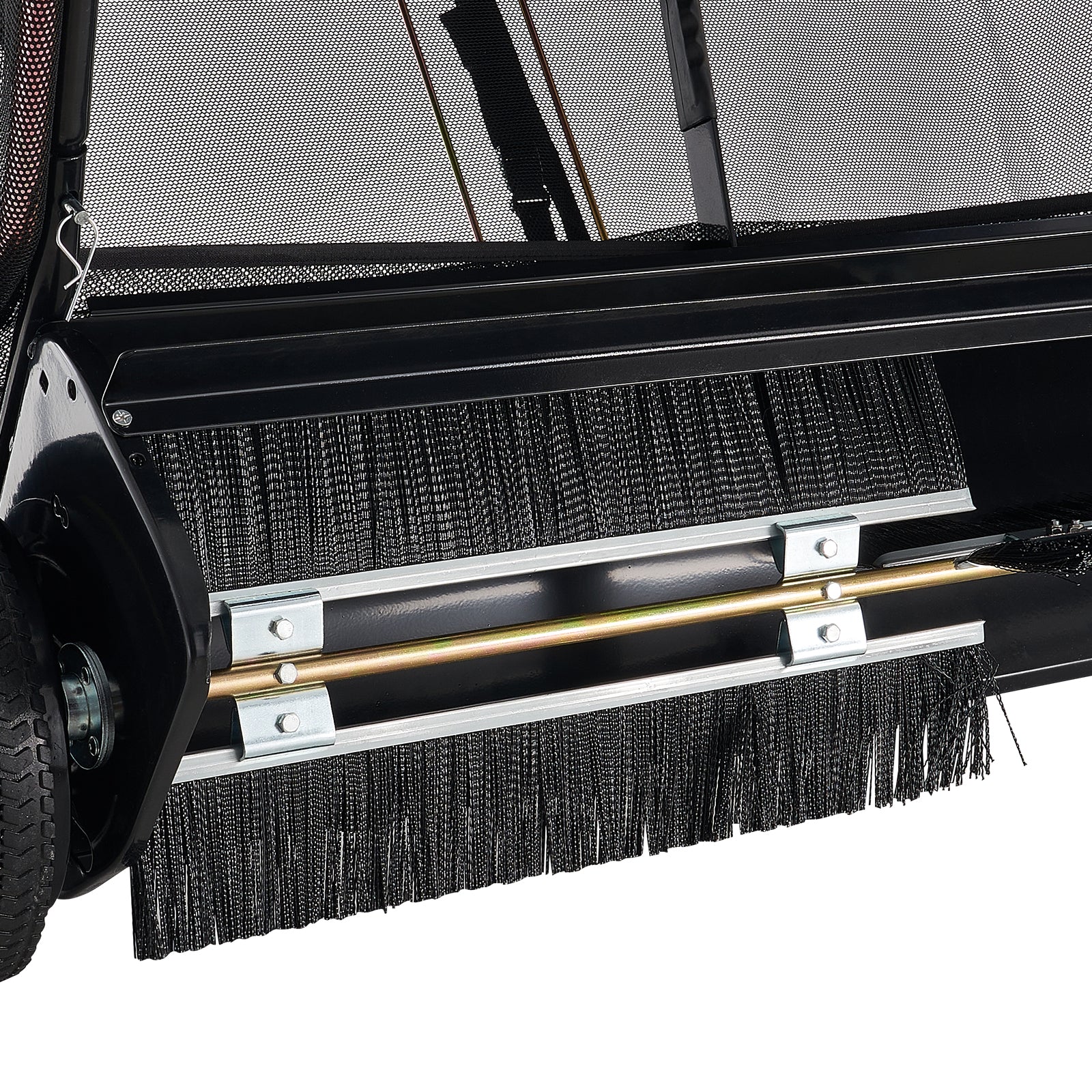 42 Inch Lawn Sweeper Tow Behind, 12 cu.ft. Large Pull Behind Grass Sweeper, Heavy Duty Leaf & Grass Collector with Dumping Rope Design, Adjustable Sweeping Height for Picking Up Debris & Grass