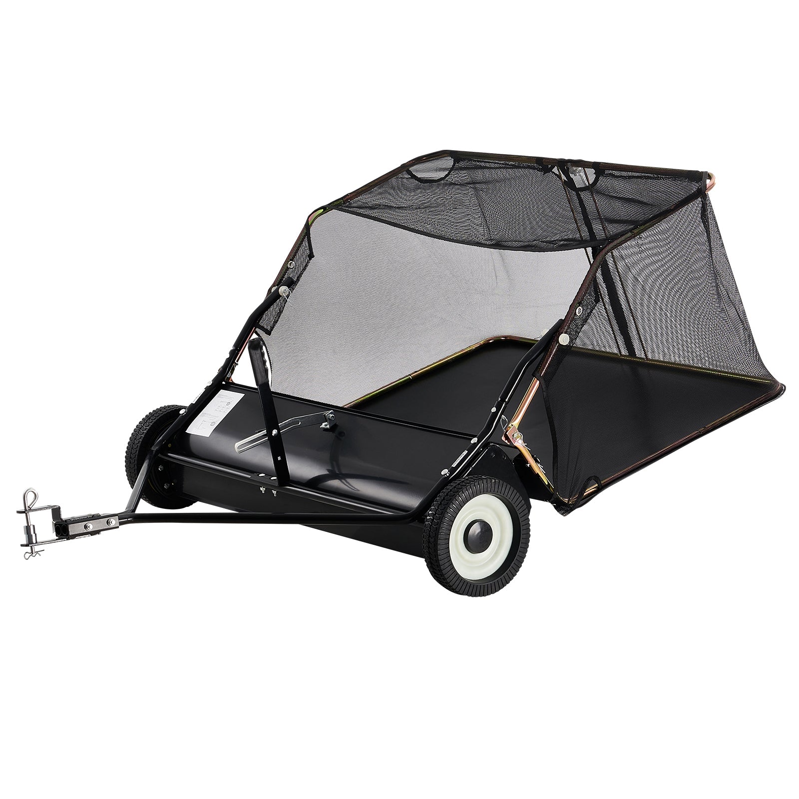 42 Inch Lawn Sweeper Tow Behind, 12 cu.ft. Large Pull Behind Grass Sweeper, Heavy Duty Leaf & Grass Collector with Dumping Rope Design, Adjustable Sweeping Height for Picking Up Debris & Grass