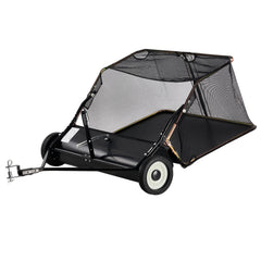 42 Inch Lawn Sweeper Tow Behind, 12 cu.ft. Large Pull Behind Grass Sweeper, Heavy Duty Leaf & Grass Collector with Dumping Rope Design, Adjustable Sweeping Height for Picking Up Debris & Grass
