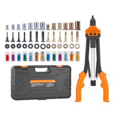 Rivet Nut Tool, 16 inch Rivnut Tool Kit with 13PCS Metric and SAE Mandrels, 186PCS Rivet Nuts, Semi-auto Retraction, M3, M4, M5, M6, M8, M10, M12, 1/4-20, 5/16-18, 3/8-16, 1/2-13, 8-32, 10-24