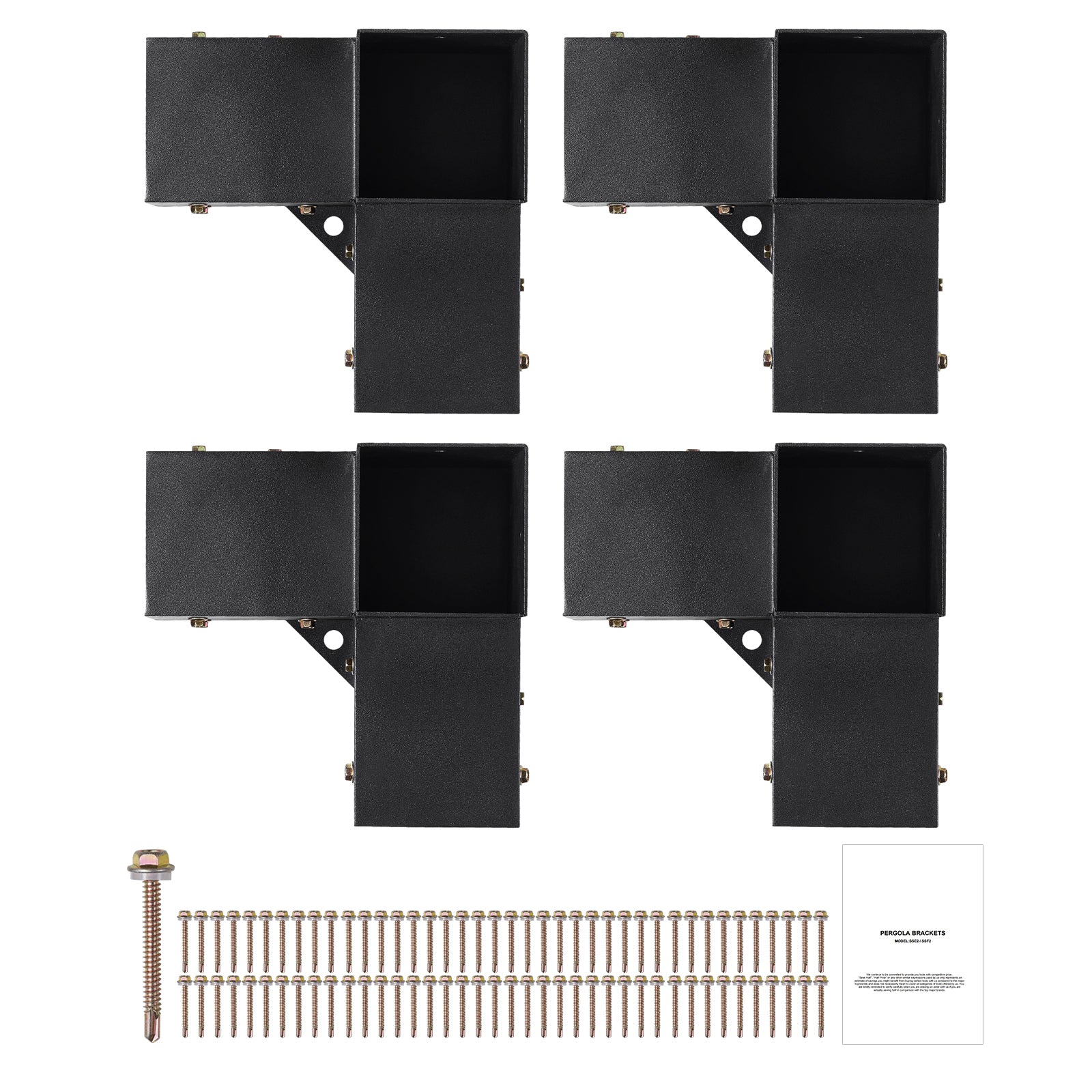 Pergola Bracket Kit 4''x4'', 4pcs 3-Way Heavy Duty Corner Bracket Woodworks DIY Post Base Kit, Easy Installation Wooden Beams for Gazebos, Patio Pergolas, Log Cabin Outdoor Pergola Hardware