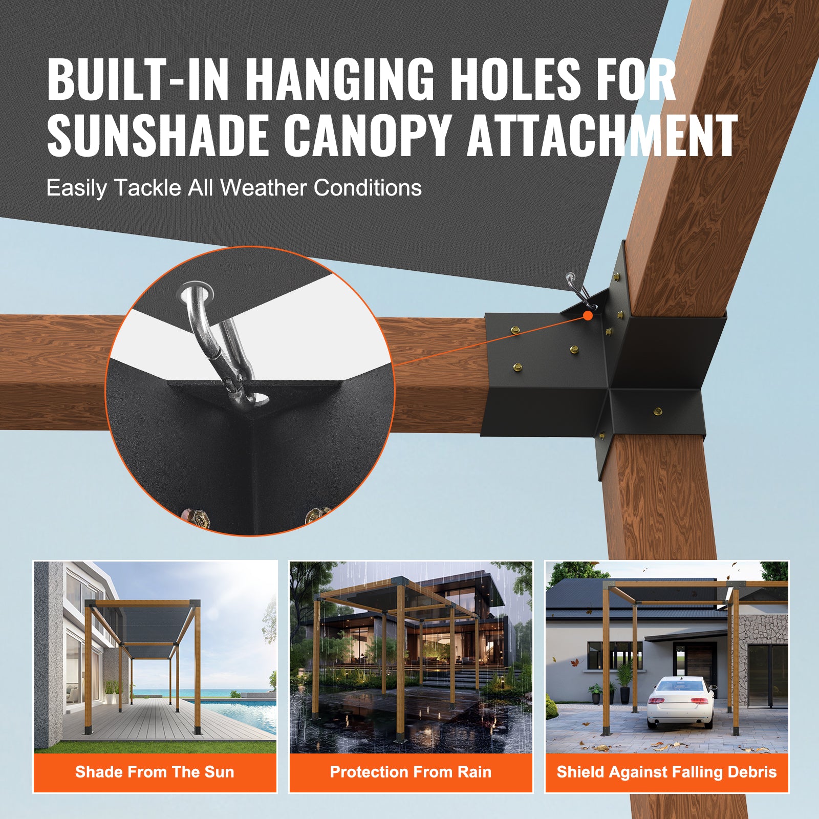 Pergola Bracket Kit 4''x4'', 4pcs 3-Way Heavy Duty Corner Bracket Woodworks DIY Post Base Kit, Easy Installation Wooden Beams for Gazebos, Patio Pergolas, Log Cabin Outdoor Pergola Hardware